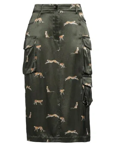 Ballantyne Woman Midi Skirt Military Green Size 6 Viscose