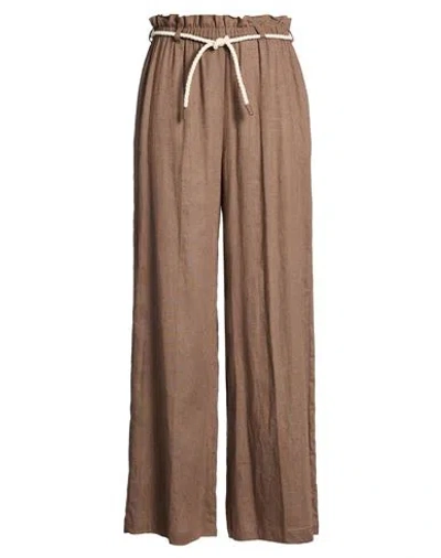Ballantyne Woman Pants Light Brown Size 8 Linen, Viscose In Neutral
