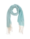 Ballantyne Woman Scarf Light Green Size - Cashmere, Cotton In Blue