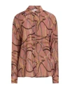 Ballantyne Woman Shirt Antique Rose Size 10 Silk In Brown