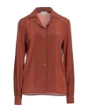 Ballantyne Woman Shirt Brown Size 6 Silk, Elastane