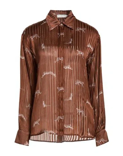 Ballantyne Woman Shirt Brown Size 2 Silk