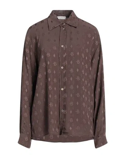 Ballantyne Woman Shirt Brown Size 8 Acetate, Silk