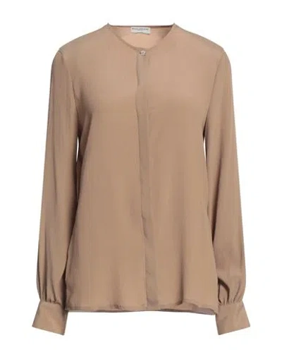 Ballantyne Woman Shirt Camel Size 8 Acetate, Silk In Beige