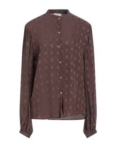 Ballantyne Woman Shirt Chocolate Brown Size 10 Acetate, Silk