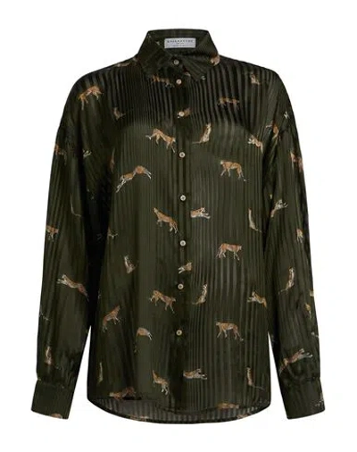 Ballantyne Woman Shirt Military Green Size 6 Silk