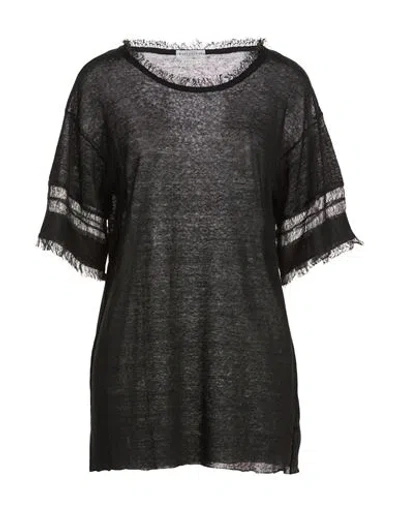 Ballantyne Woman Sweater Black Size 12 Linen, Viscose