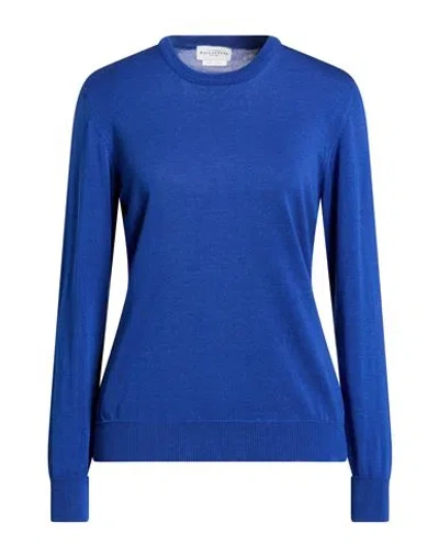 Ballantyne Woman Sweater Bright Blue Size 10 Silk, Cotton