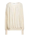 Ballantyne Woman Sweater Cream Size 10 Cotton In White