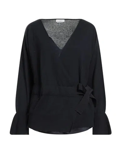 Ballantyne Woman Sweater Midnight Blue Size 6 Virgin Wool, Silk, Elastane