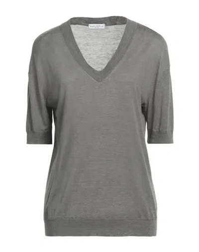 Ballantyne Woman Sweater Military Green Size 6 Silk, Linen In Gray