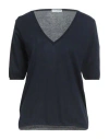 Ballantyne Woman Sweater Navy Size 8 Cotton In Blue