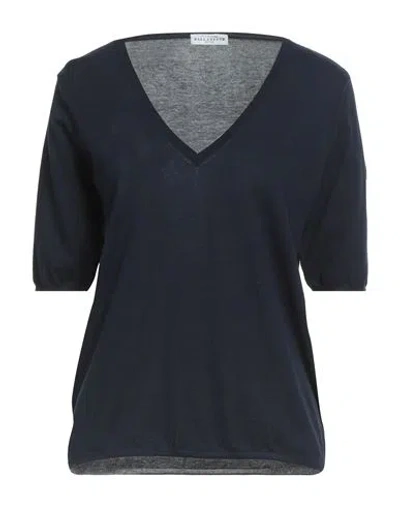 Ballantyne Woman Sweater Navy Size 8 Cotton In Blue
