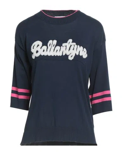 Ballantyne Woman Sweater Navy Size 8 Cotton, Polyamide In Blue