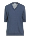 Ballantyne Woman Sweater Navy Size 8 Silk, Linen In Multi