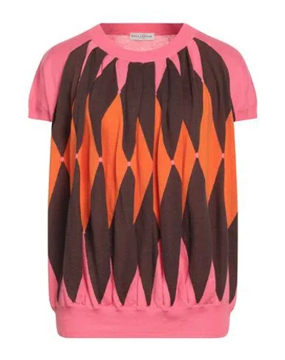 Ballantyne Linen & Cotton Classic Diamond T-shirt In Pink