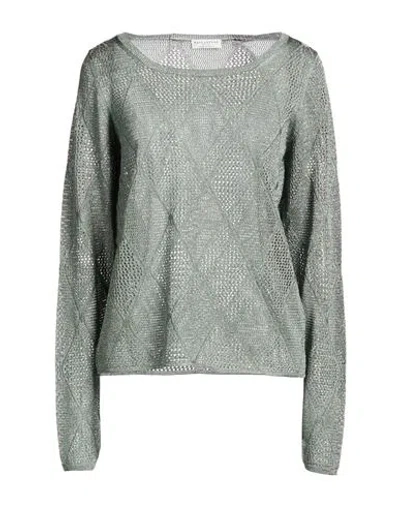 Ballantyne Woman Sweater Sage Green Size 8 Viscose, Metallic Fiber In Gray