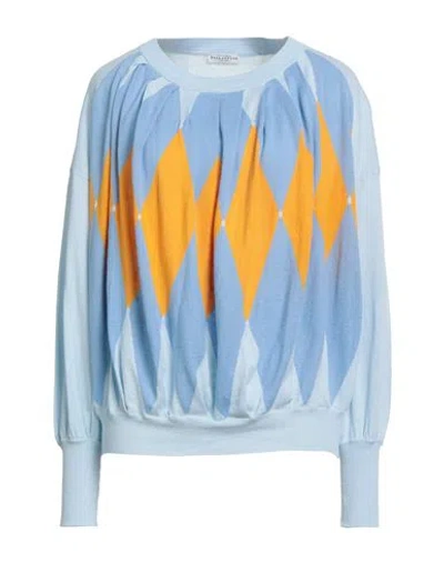 Ballantyne Woman Sweater Sky Blue Size 8 Linen, Cotton