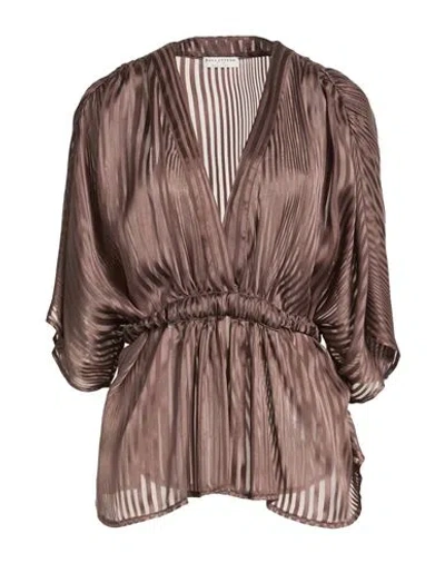 Ballantyne Woman Top Khaki Size 6 Silk In Brown