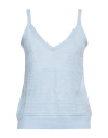 Ballantyne Woman Top Sky Blue Size 6 Linen, Cotton