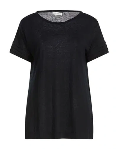 Ballantyne Woman T-shirt Midnight Blue Size 4 Silk, Linen In Black