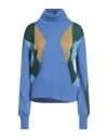 Ballantyne Woman Turtleneck Azure Size 8 Wool, Cashmere, Mohair Wool, Polyamide In Blue