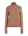 Ballantyne Woman Turtleneck Camel Size 8 Wool In Beige