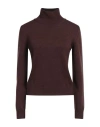 Ballantyne Woman Turtleneck Dark Brown Size 4 Wool