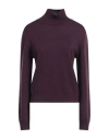 Ballantyne Woman Turtleneck Deep Purple Size 8 Wool