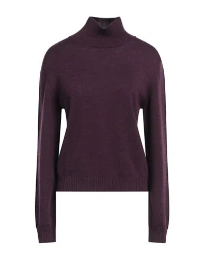 Ballantyne Woman Turtleneck Deep Purple Size 8 Wool In Purple