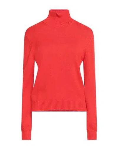 Ballantyne Woman Turtleneck Tomato Red Size 8 Wool