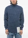 Ballantyne Raw Diamond Cashmere Turtleneck Sweater In Blue
