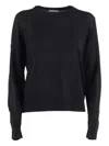 Ballantyne Ribbed Neckline Wool Pullover In Animal Print