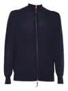Ballantyne Black Zipped Cardigan With High Collar In Blue