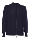 Ballantyne Black Zipped Cardigan With High Collar In Blue