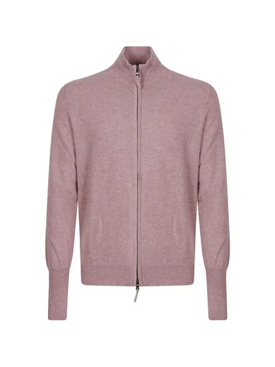 Ballantyne Zip-up Cashmere Sweater In Pink