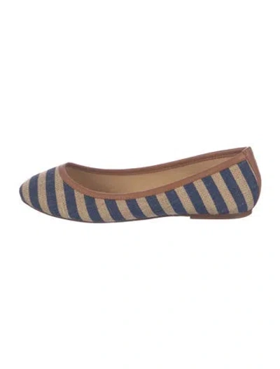 Pre-owned Ballerette Canvas Striped Ballet Flats In Blue