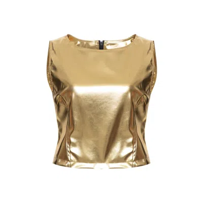 Balletto Athleisure Couture Women's Cropped Tech Pelle Shirt Golden