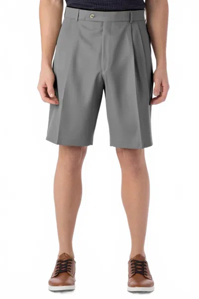 Ballin Micro Nano Travel Twill Performance Gabardine Pleated Shorts In Grey In Gray