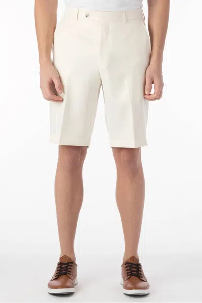 Ballin Nash Micro Nano Travel Twill Performance Gabardine Plain Front Shorts In Oyster In Multi