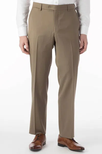 Ballin Super 130s Loro Piana Wool Gabardine Flat Front Trouser - Park Traditional Fit In British Tan In Brown