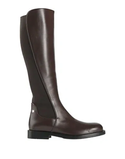 Ballin Woman Boot Chocolate Brown Size 6 Leather, Elastic Fibres