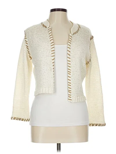 Pre-owned Ballinger Gold Cardigan Sweater In White