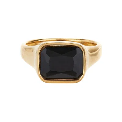 Ballinger Women's Gold / Black Square Gold Cocktail Ring: Black In Gray