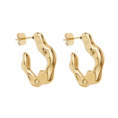 Ballinger Women's Gold Lava Everyday Medium Hoops Earrings