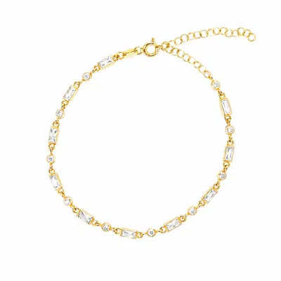 Ballinger Women's Gold / Neutrals / White  Fine Gold Chain Bracelet April Birthstone - White & Gold