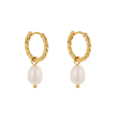 Ballinger Women's Gold Rope & Freshwater Pearl Small Hoops