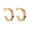 Ballinger Women's Green / Gold Baroque Bejewelled Pink, Green & Gold Hoops Earrings In Multi