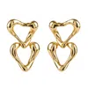 Ballinger Women's Heart Drop Statement Chunky Gold Earrings