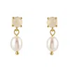 Ballinger Women's White / Gold Opalite Pearl Drop Earrings In Multi